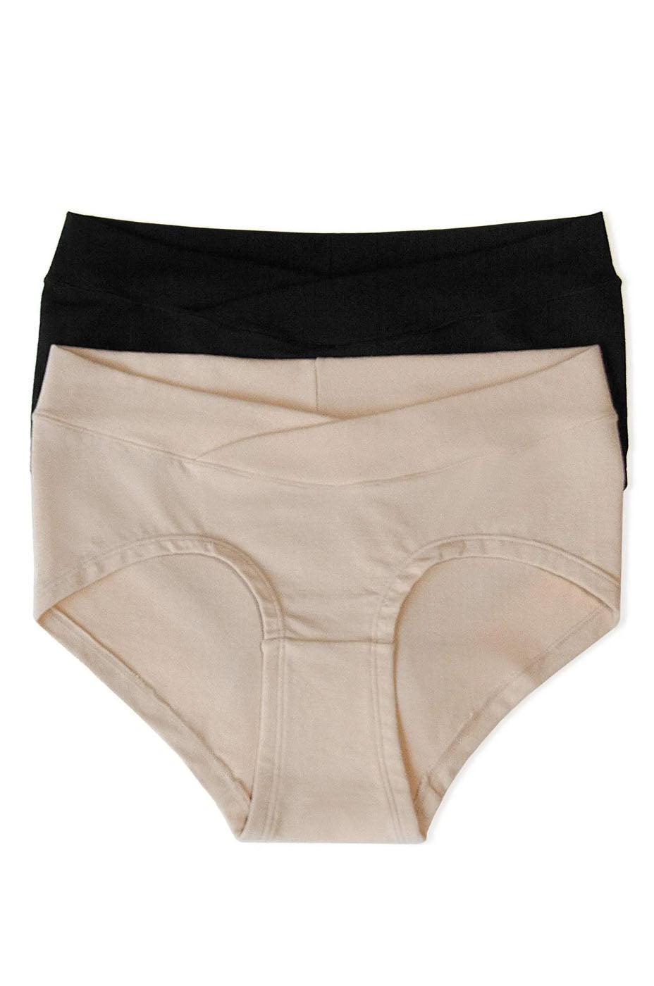 ElephANT Maternity stretchy pregnancy support underwear panties black /  beige