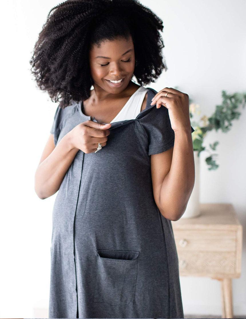 Black Maternity/ Nursing Gown