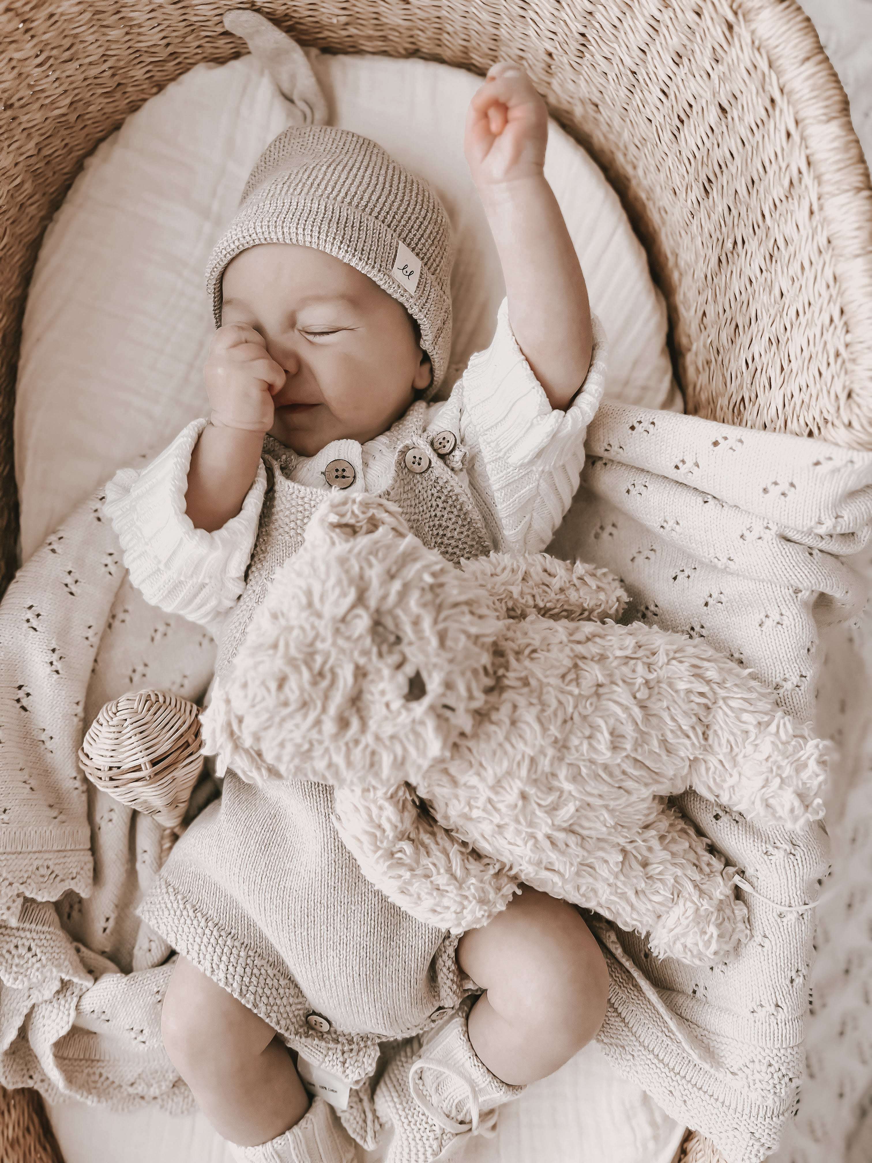 Luna + Luca Novelty Knit Romper | Heather Beige Milk & Baby