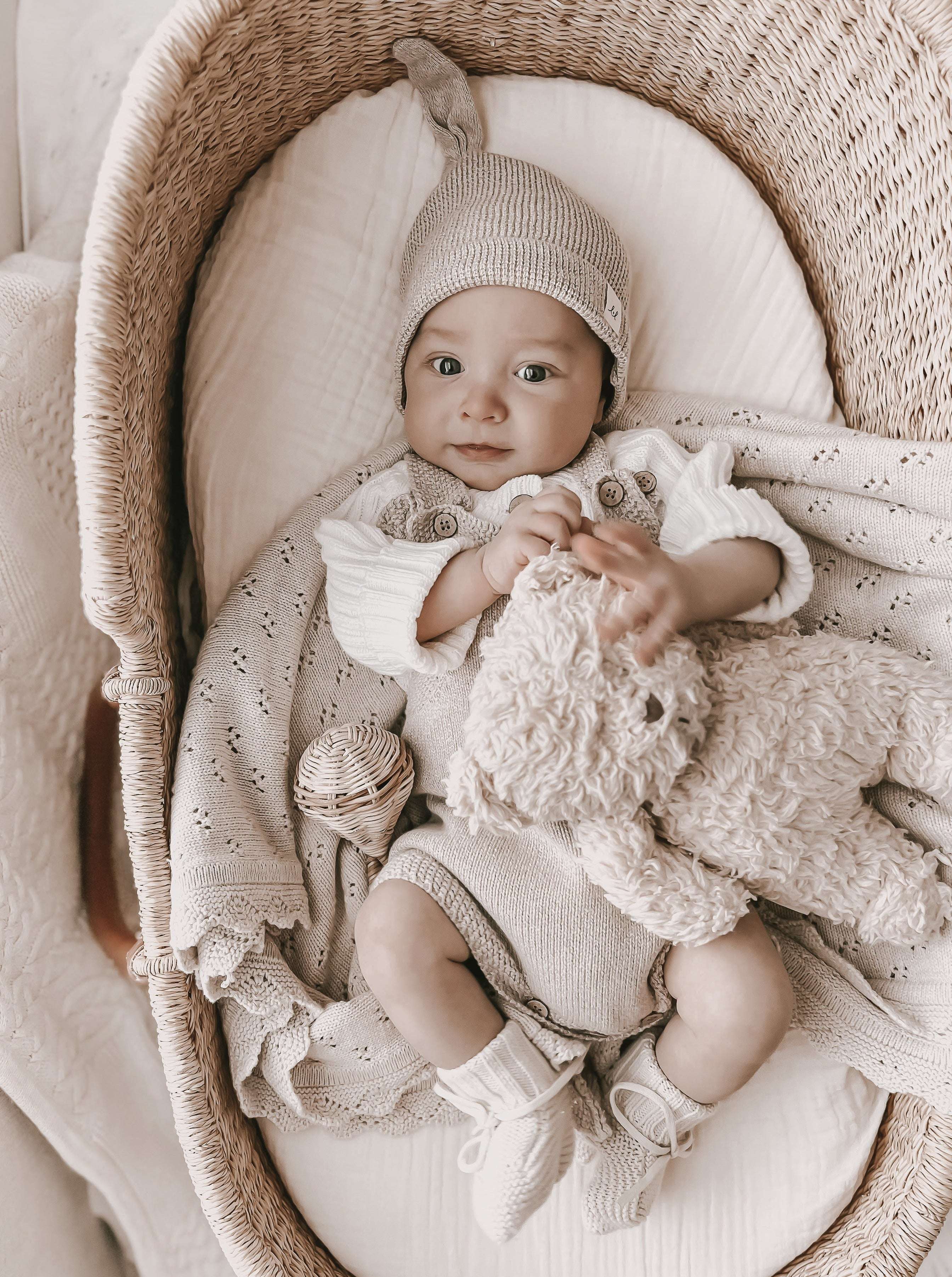 Luna + Luca Novelty Knit Romper | Heather Beige Milk & Baby