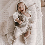 Luna + Luca Rib Detail Short Romper | Heather Beige Milk & Baby