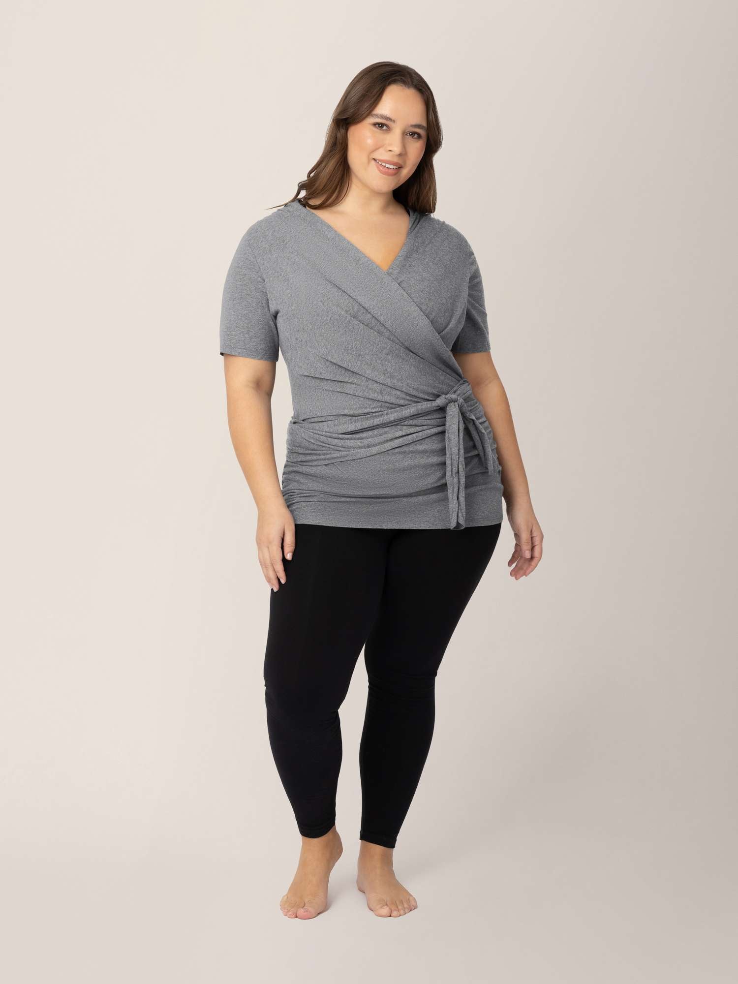 Organic Cotton Skin to Skin Wrap Top | Charcoal Grey Heather Milk & Baby