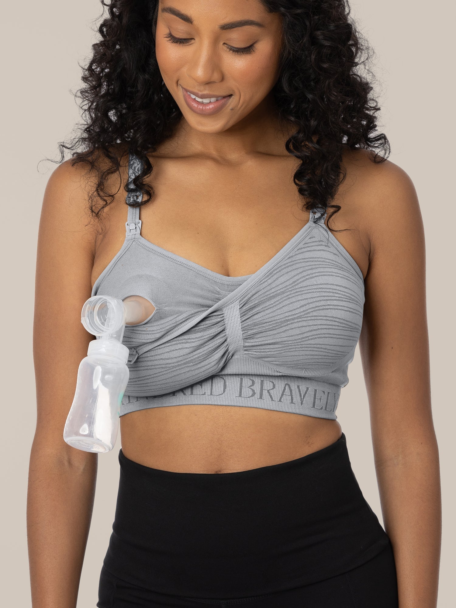 Sublime® Hands-Free Pumping & Nursing Bra | Grey | Milk & Baby