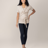 Organic Cotton Skin to Skin Short Sleeve Wrap Top | Oatmeal Heather