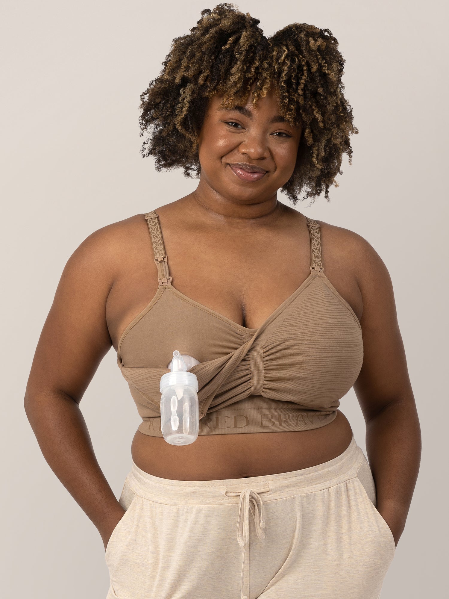 Sublime® Hands-Free Pumping & Nursing Bra | Latte | Milk & Baby