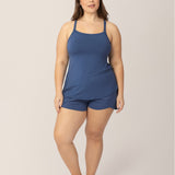 Bamboo Lounge Around Nursing Tank | Slate Blue | Milk & Baby