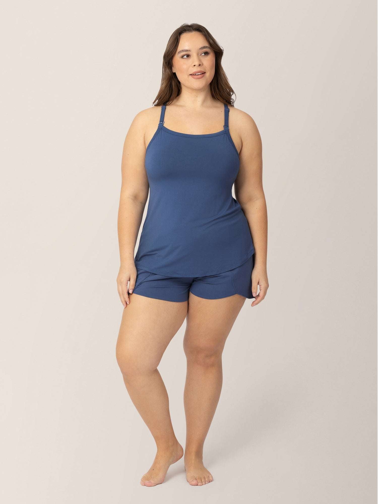 Bamboo Lounge Around Nursing Tank | Slate Blue Milk & Baby