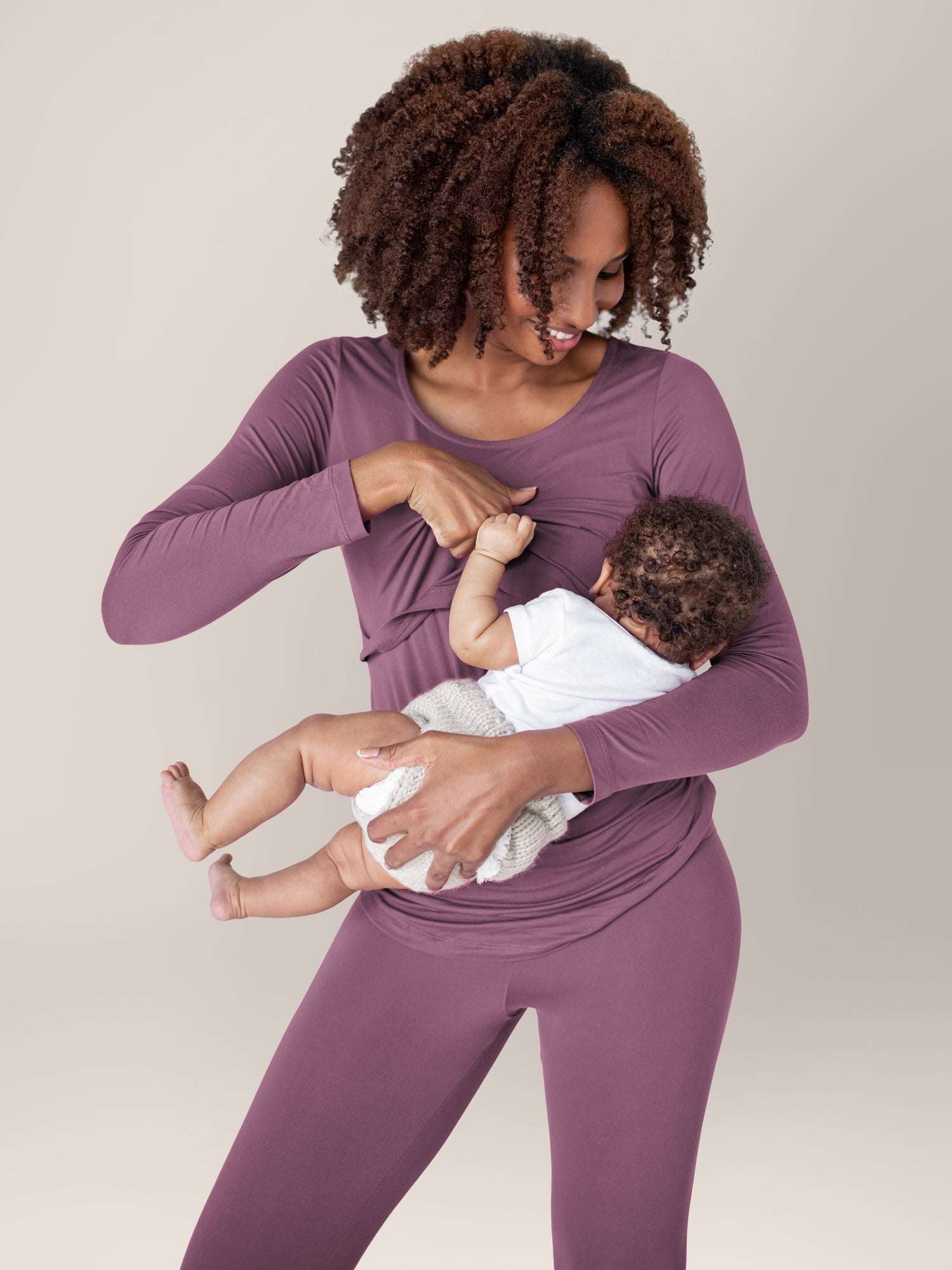 Jane Nursing Pajama Set | Burgundy Plum Milk & Baby