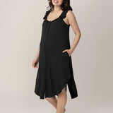 Ruffle Strap Labor & Delivery Gown | Black