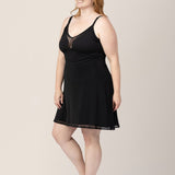 Aurora Mesh Nursing Nightgown | Black