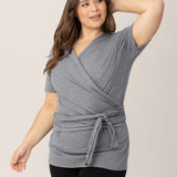 Organic Cotton Skin to Skin Wrap Top | Charcoal Grey Heather Milk & Baby