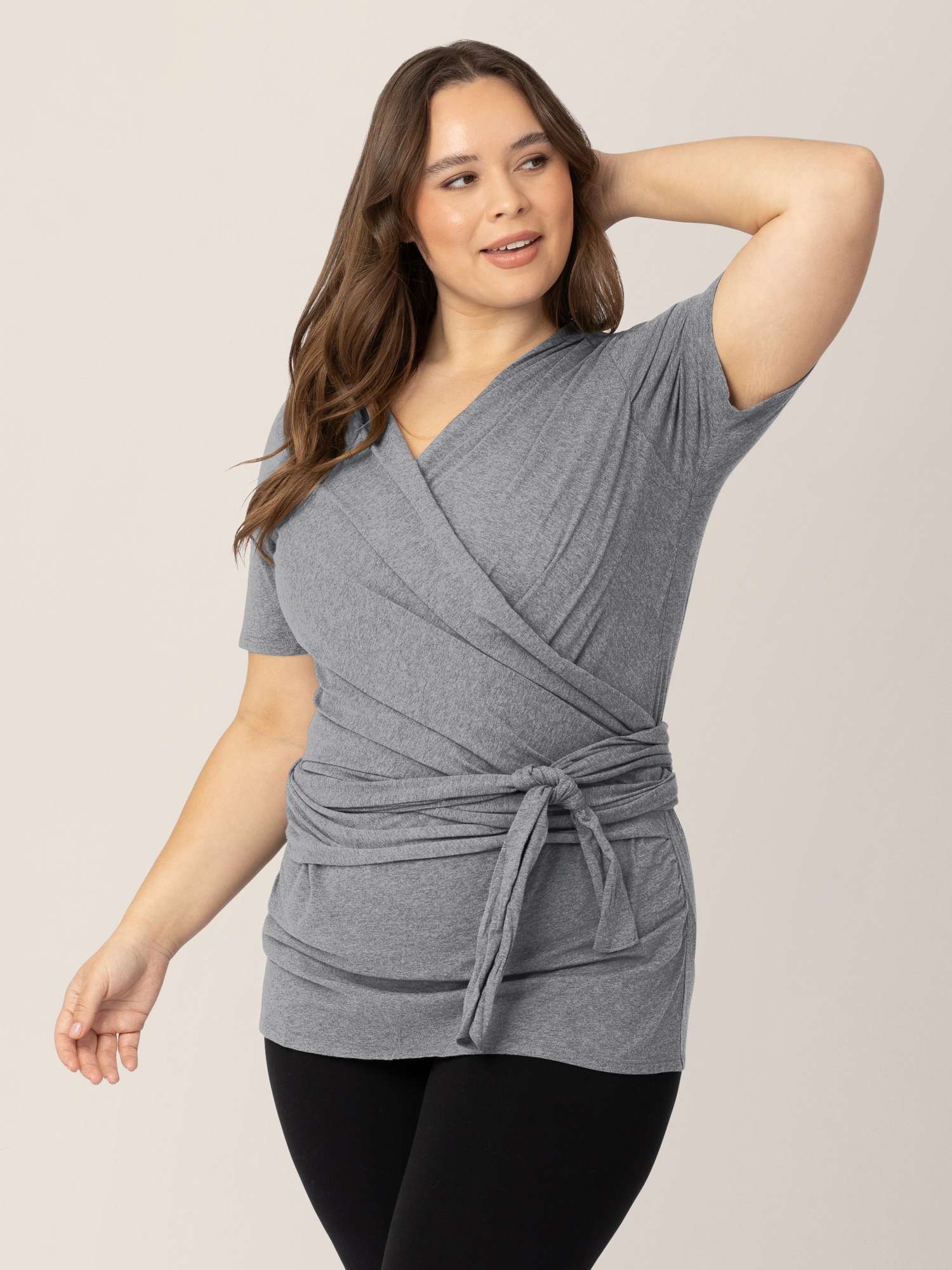 Organic Cotton Skin to Skin Wrap Top | Charcoal Grey Heather Milk & Baby