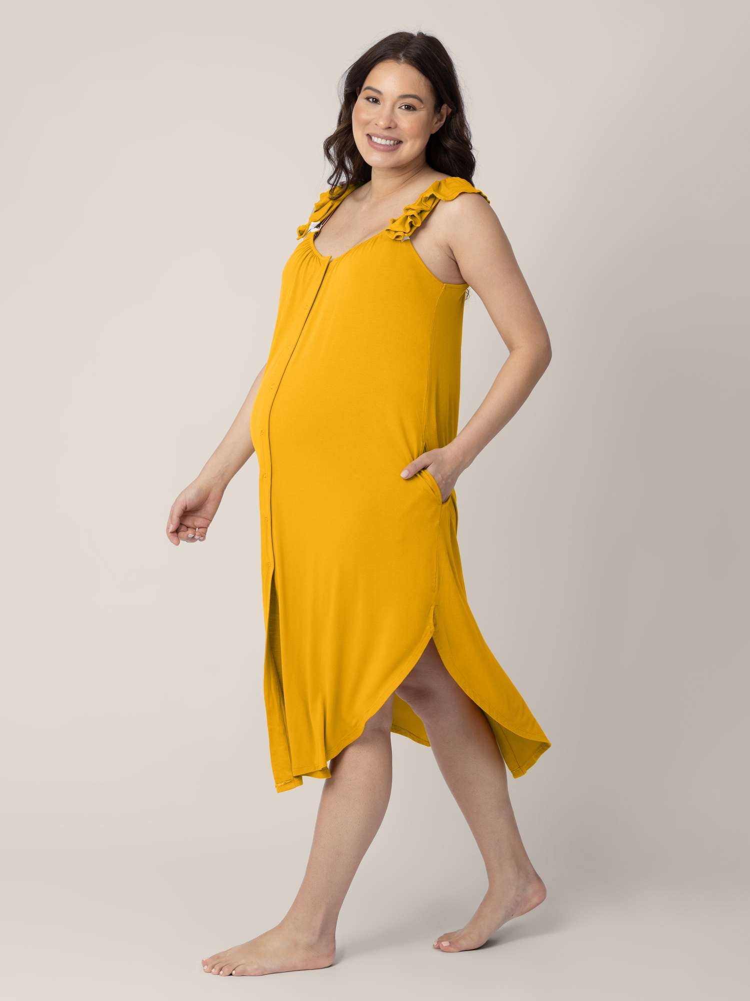 Ruffle Strap Labor & Delivery Gown | Honey Milk & Baby