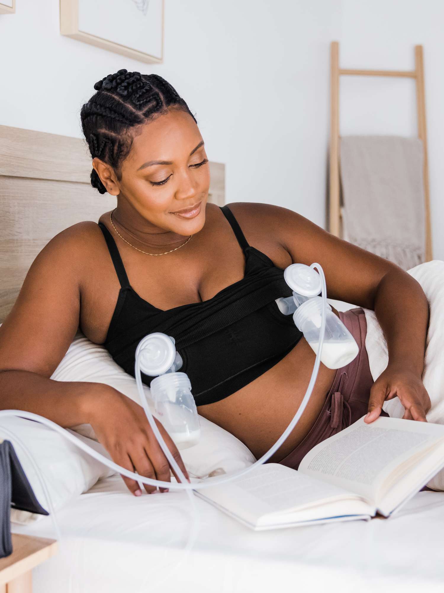 Sublime® Bamboo Hands-Free Pumping Lounge & Sleep Bra | Black | Milk & Baby