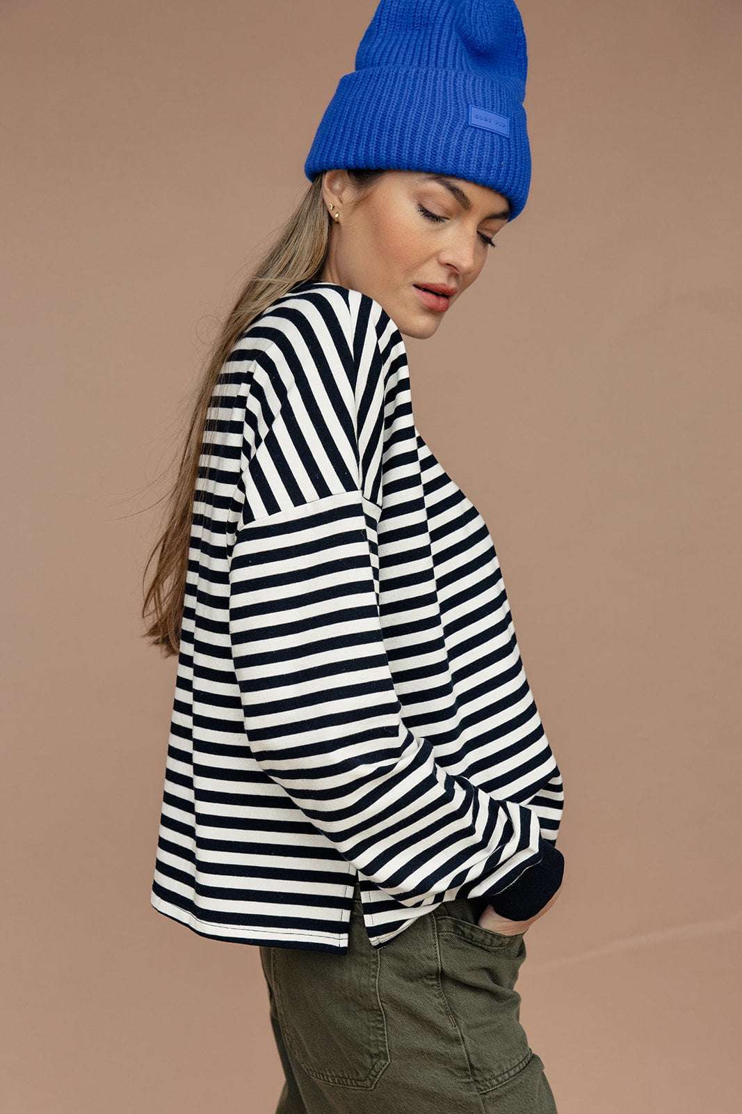 Jaelyn Henley Striped Pullover | Milk & Baby 