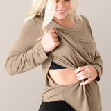 Bamboo Maternity & Nursing Long Sleeve T-shirt | Wheat