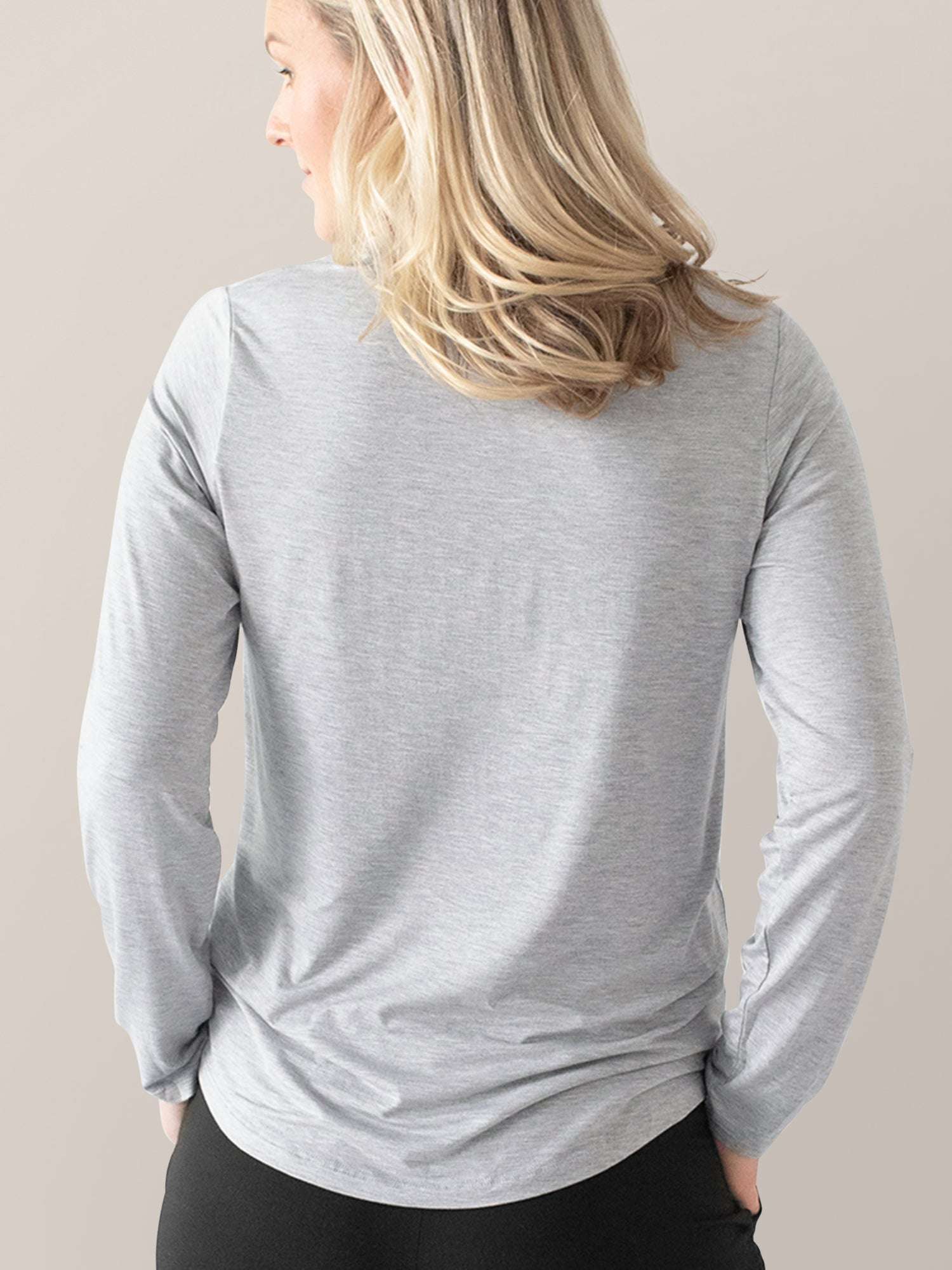 Bamboo Maternity & Nursing Long Sleeve T-shirt | Grey Heather Milk & Baby