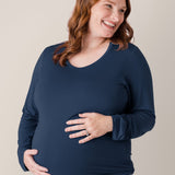 Bamboo Maternity & Nursing Long Sleeve T-shirt | Navy