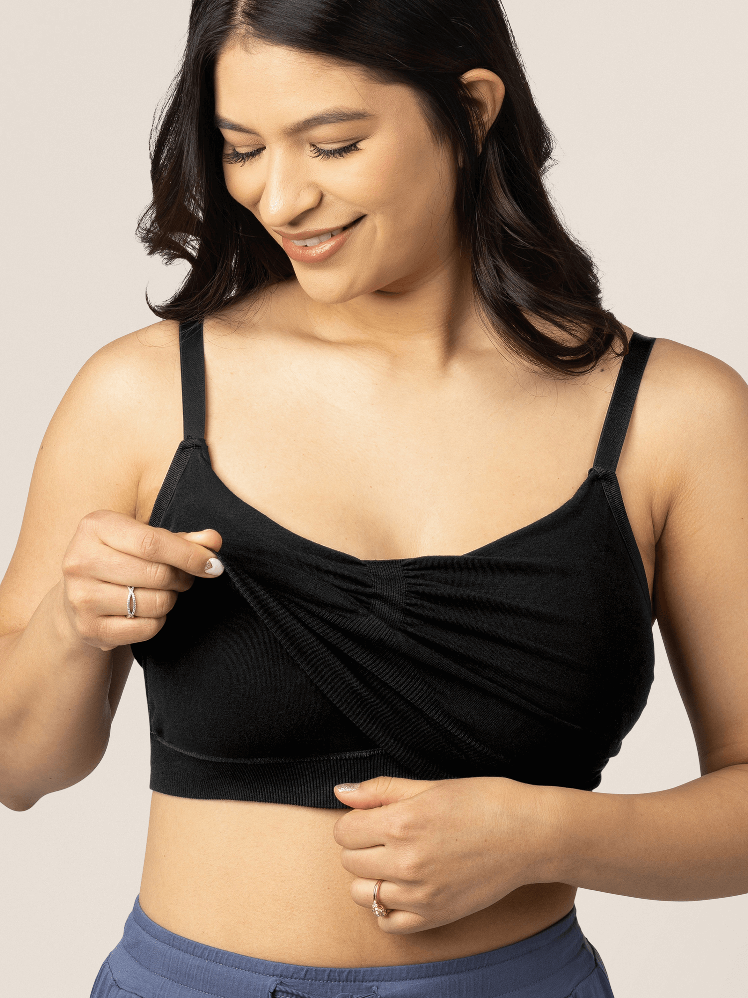 Sublime® Bamboo Hands-Free Pumping Lounge & Sleep Bra | Black | Milk & Baby