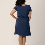 Eleanora Bamboo Maternity & Nursing Dress | Navy Heather | Milk & Baby