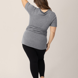 Organic Cotton Skin to Skin Short Sleeve Wrap Top | Charcoal Grey Heather | Milk & Baby