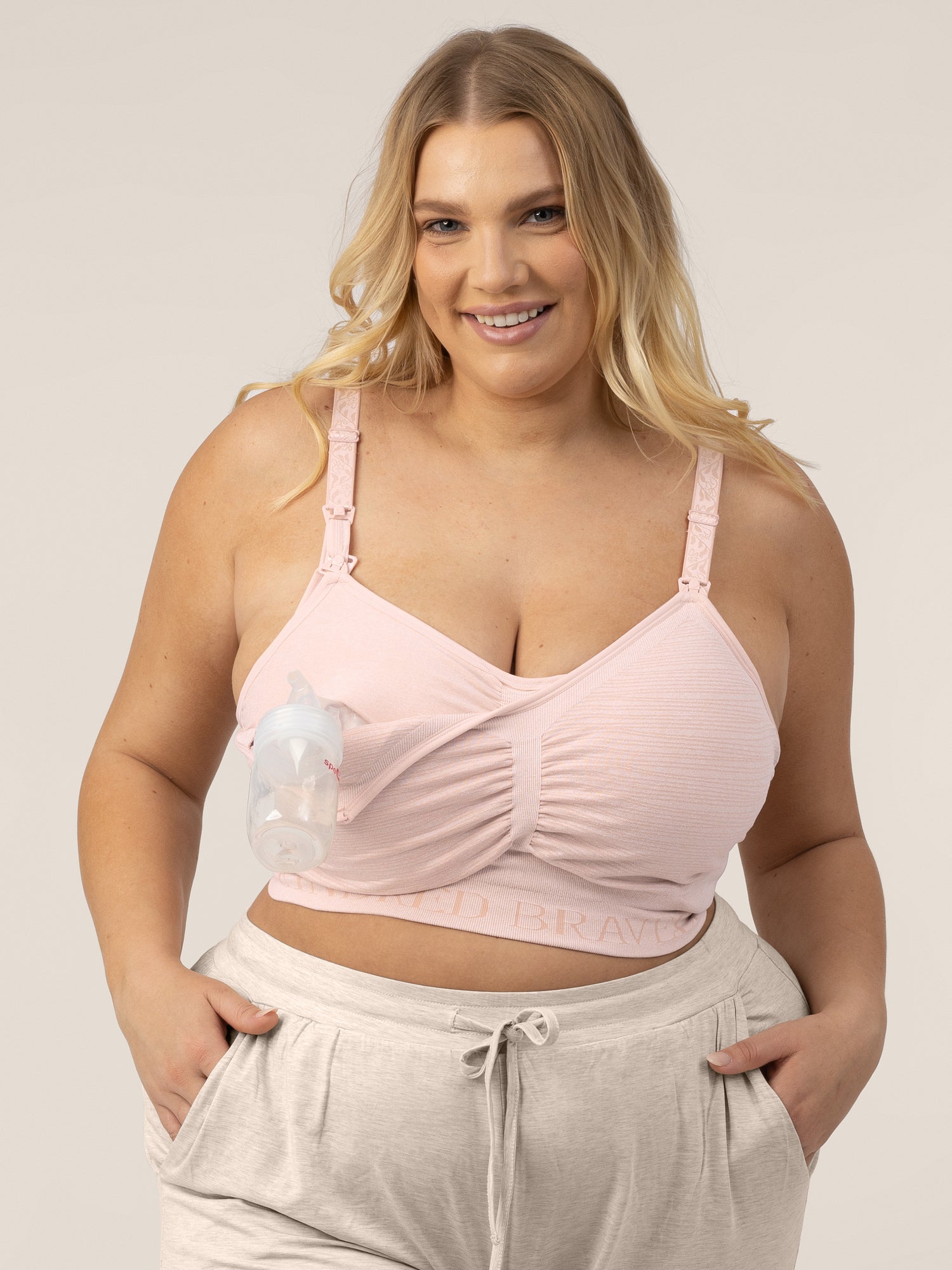 Sublime® Hands-Free Pumping & Nursing Bra | Pink Heather | Milk & Baby