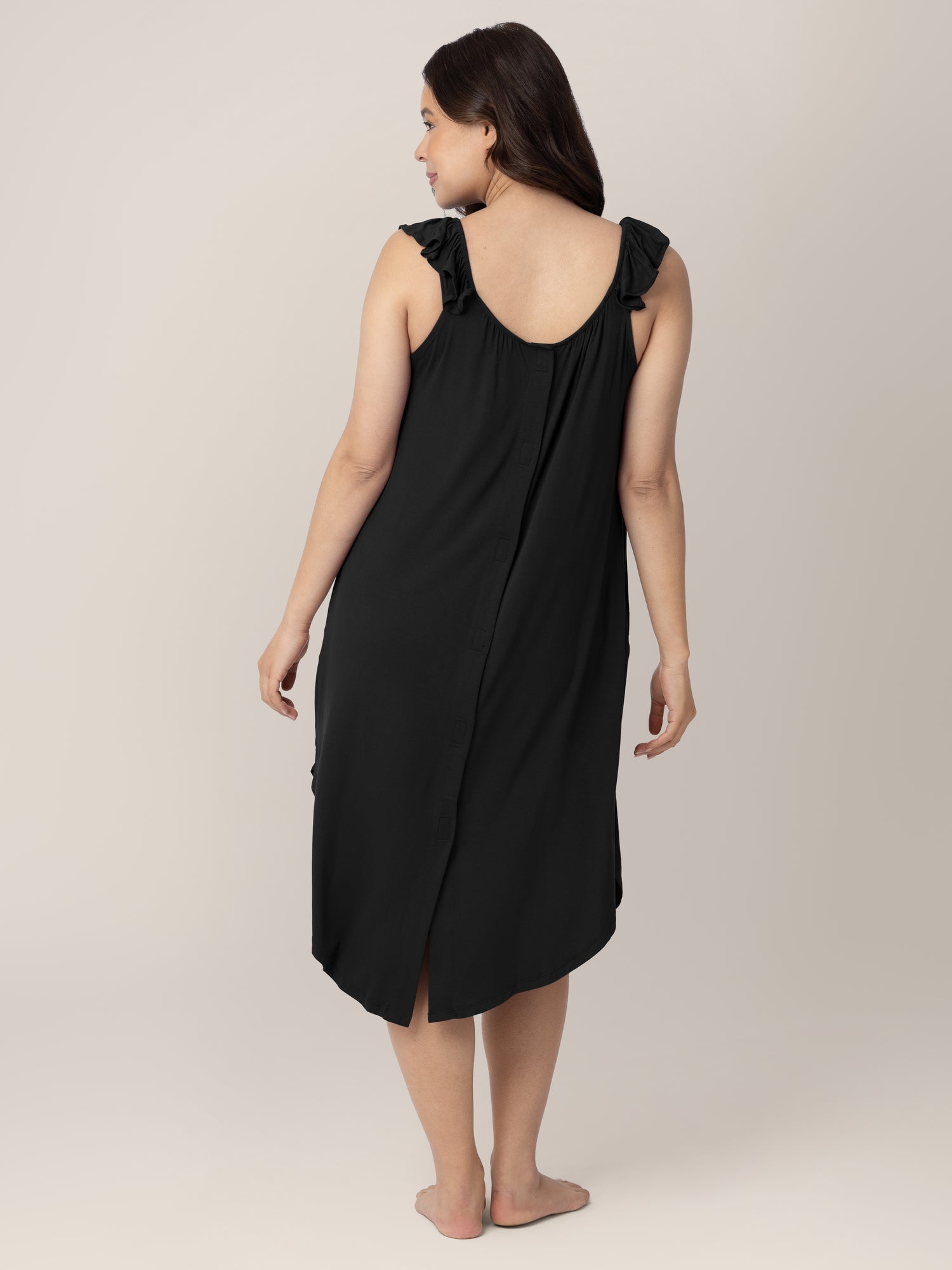 Ruffle Strap Labor & Delivery Gown | Black Milk & Baby