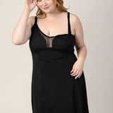 Aurora Mesh Nursing Nightgown | Black