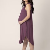 Ruffle Strap Labor & Delivery Gown | Burgundy Plum