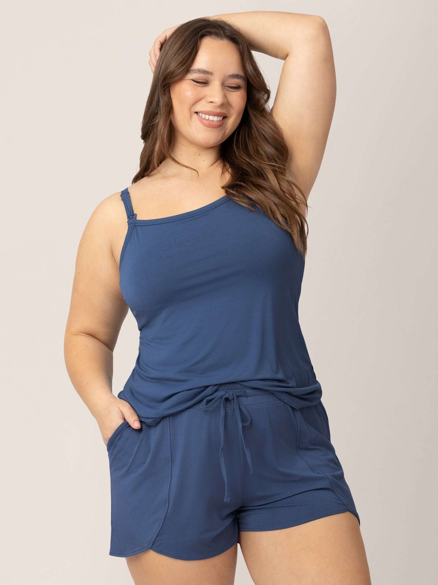 Bamboo Lounge Around Nursing Tank | Slate Blue Milk & Baby