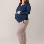 Bamboo Maternity & Nursing Long Sleeve T-shirt | Navy Milk & Baby