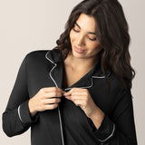 Clea Bamboo Long Sleeve Sleep Shirt | Black