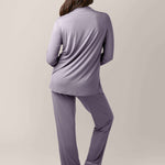 Clea Bamboo Long Sleeve Pajama Set | Granite Milk & Baby