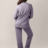 Clea Bamboo Long Sleeve Pajama Set | Granite Milk & Baby