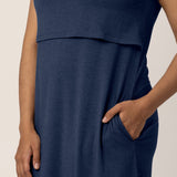 Eleanora Bamboo Maternity & Nursing Dress | Navy Heather