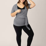 Organic Cotton Skin to Skin Wrap Top | Charcoal Grey Heather Milk & Baby