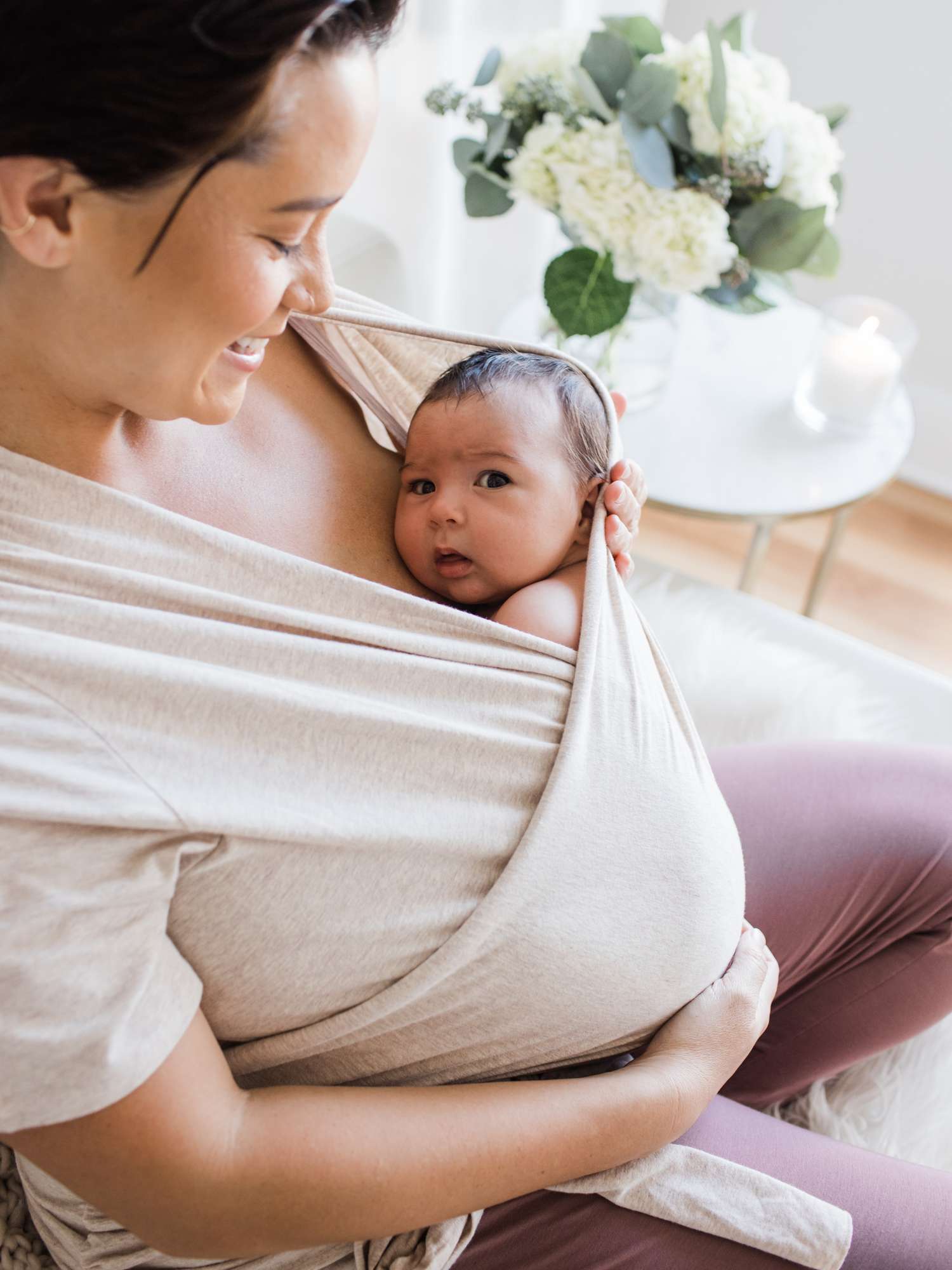 Organic Cotton Skin to Skin Wrap Top | Oatmeal Heather Milk & Baby