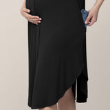 Ruffle Strap Labor & Delivery Gown | Black