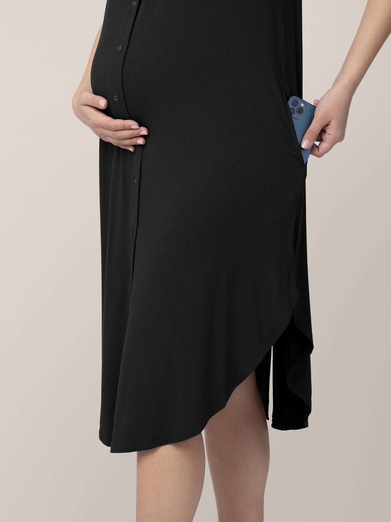 Ruffle Strap Labor & Delivery Gown | Black Milk & Baby