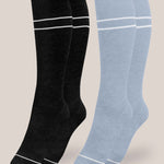 Premium Maternity Compression Socks (2-Pack) | Stone Blue & Black | Milk & Baby