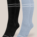 Premium Maternity Compression Socks (2-Pack) | Stone Blue & Black | Milk & Baby