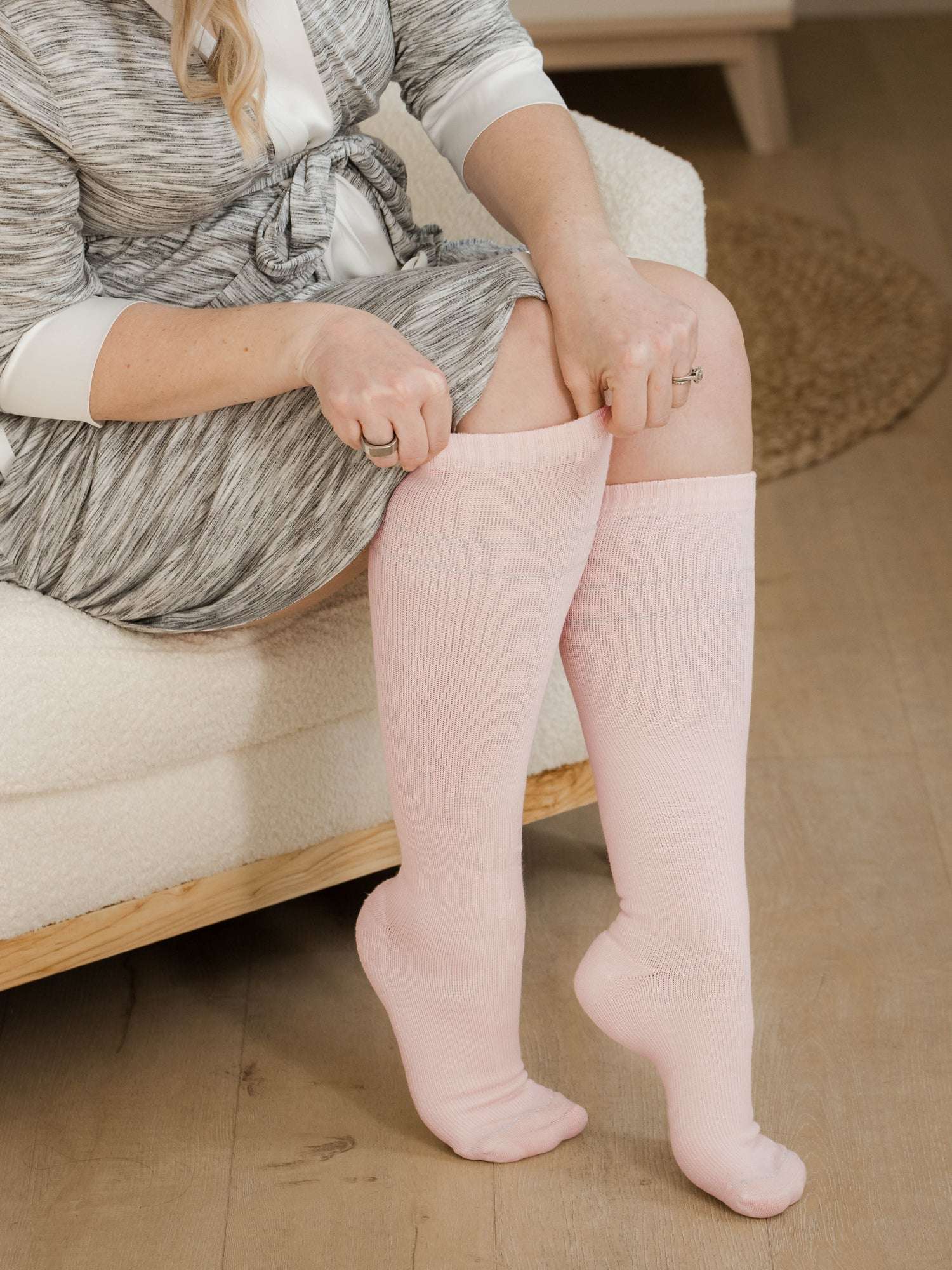 Premium Maternity Compression Socks (2-Pack) | Soft Pink & Grey Heather | Milk & Baby 