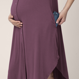 Ruffle Strap Labor & Delivery Gown | Burgundy Plum