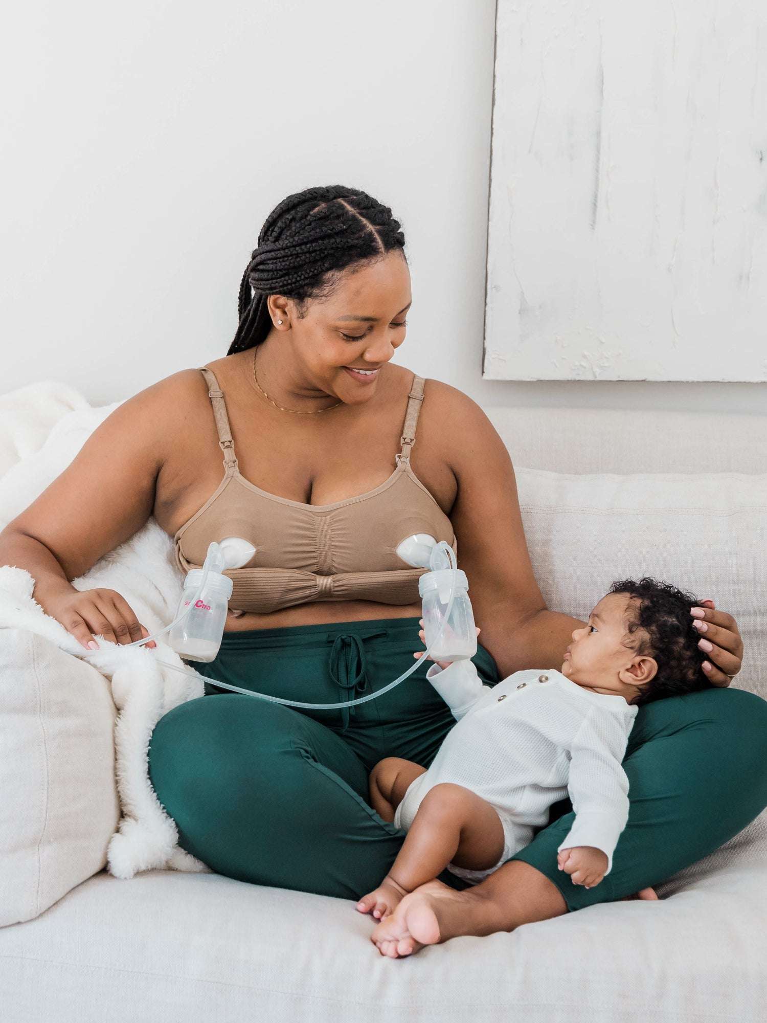 Sublime® Hands-Free Pumping & Nursing Bra | Latte Milk & Baby