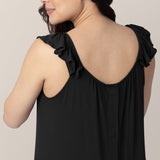 Ruffle Strap Labor & Delivery Gown | Black