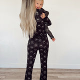 Women's Bamboo Pajamas | Charcoal & White ff Smile