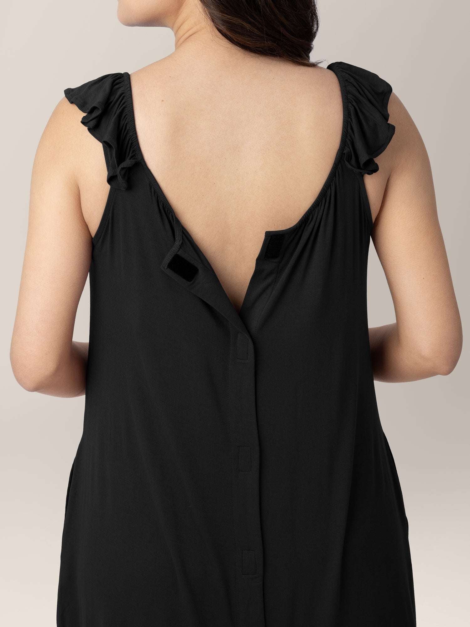 Ruffle Strap Labor & Delivery Gown | Black Milk & Baby