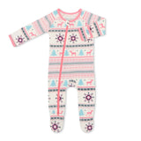 Holiday Reindeer Pink Footie Milk & Baby