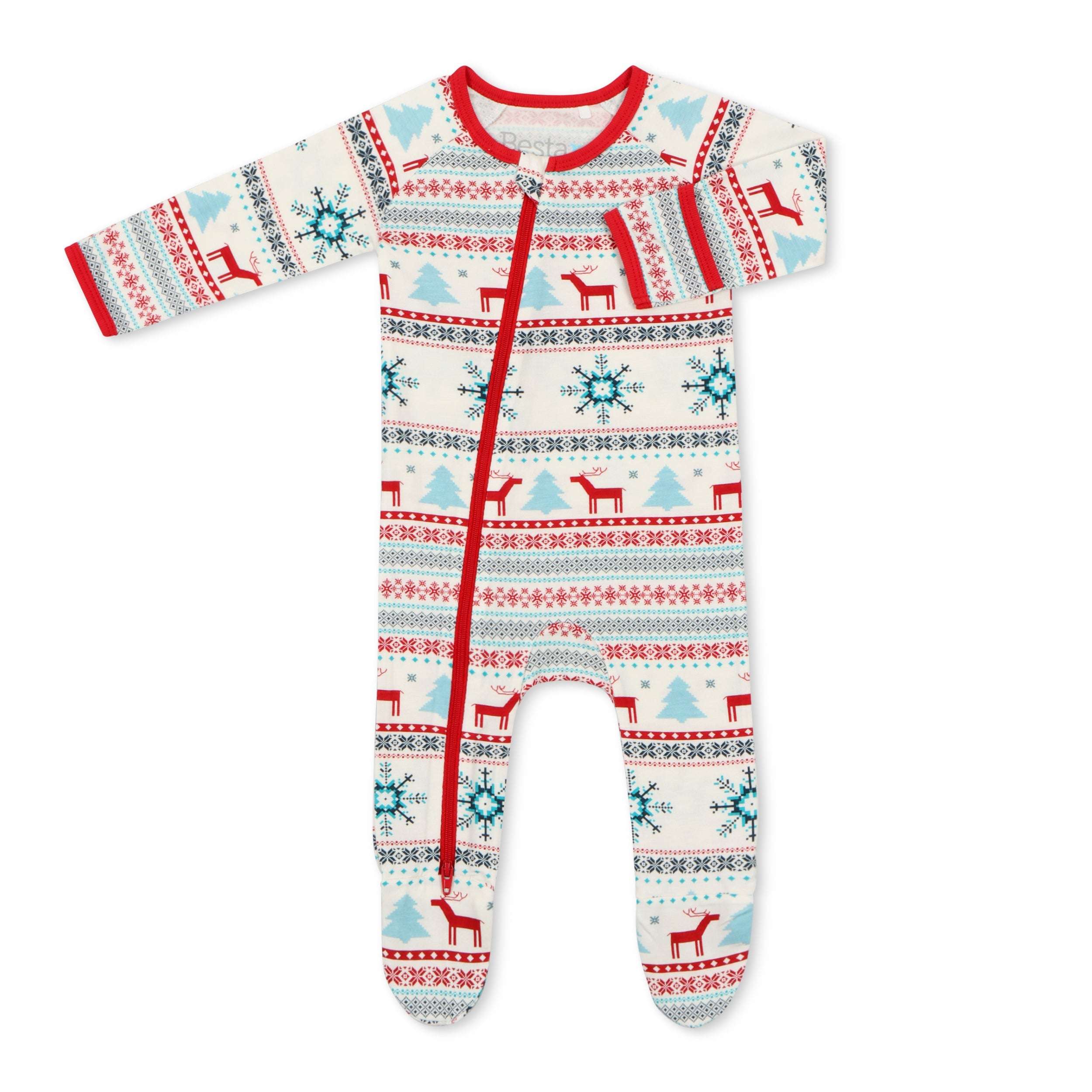 Holiday Reindeer Blue Footie Milk & Baby