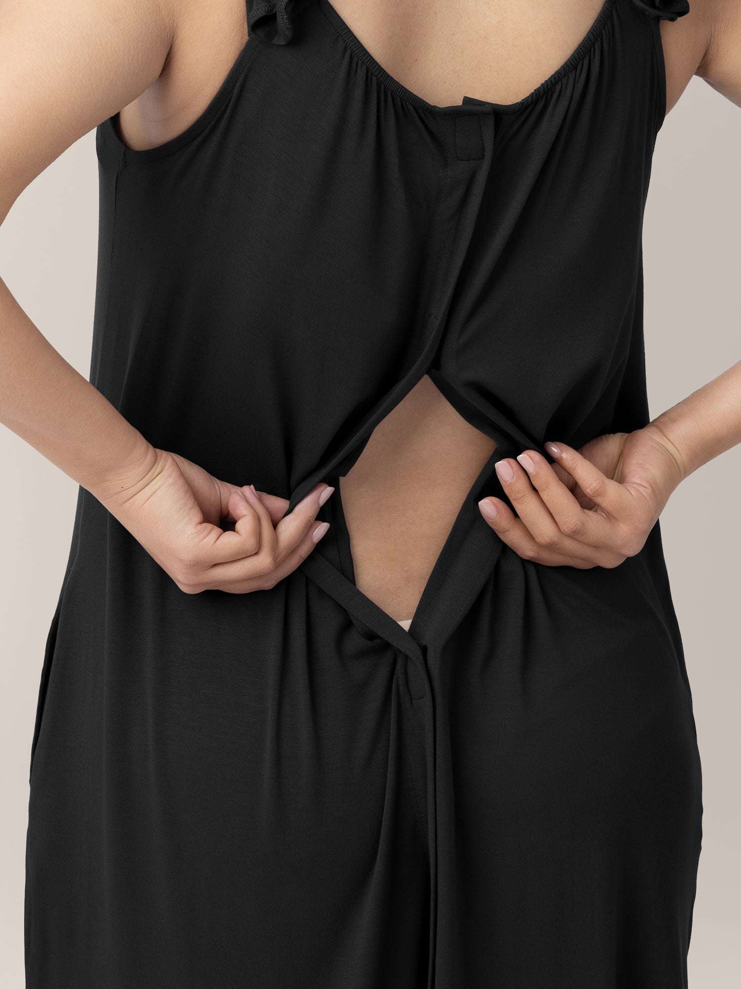 Ruffle Strap Labor & Delivery Gown | Black Milk & Baby